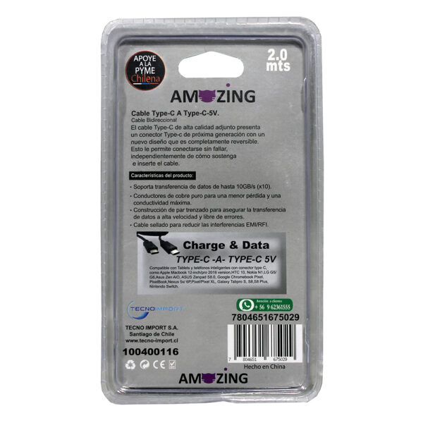 Cable Tipo C a Tipo C 2 Mt - Imagen 4