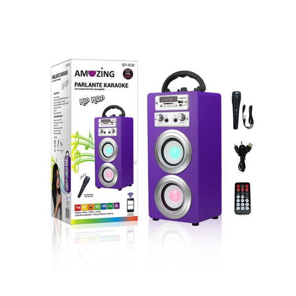 PARLANTE KARAOKE HIP-HOP / MIC SP-K08 MORADO - Imagen 2