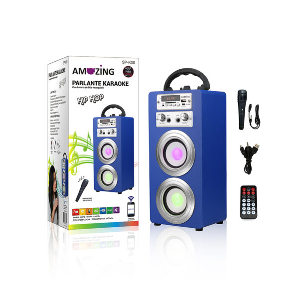 PARLANTE KARAOKE HIP-HOP / MIC SP-K08 AZUL - Imagen 2