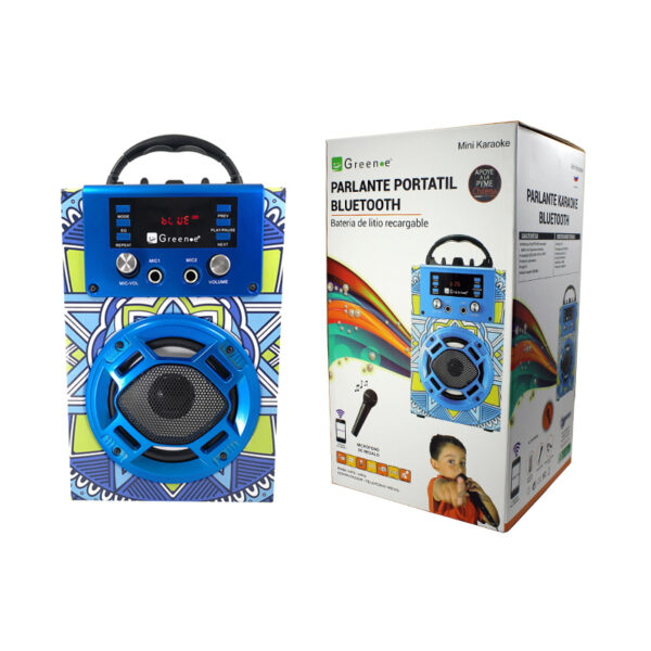 Parlante Mini Karaoke Bluetooth Mándala Celeste - Imagen 4