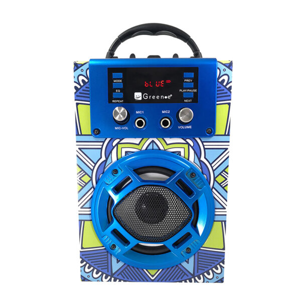 Parlante Mini Karaoke Bluetooth Mándala Celeste - Imagen 3