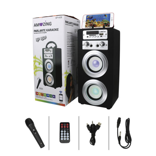 PARLANTE KARAOKE HIP-HOP / MIC SP-K08 NEGRO - Imagen 4