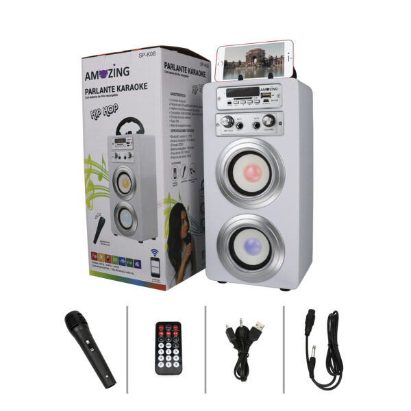 PARLANTE KARAOKE HIP-HOP / MIC SP-K08 BLANCO - Imagen 4