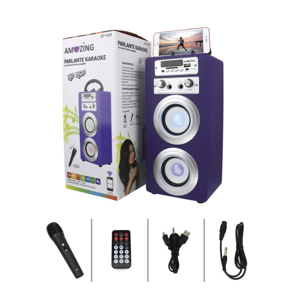 PARLANTE KARAOKE HIP-HOP / MIC SP-K08 MORADO - Imagen 4