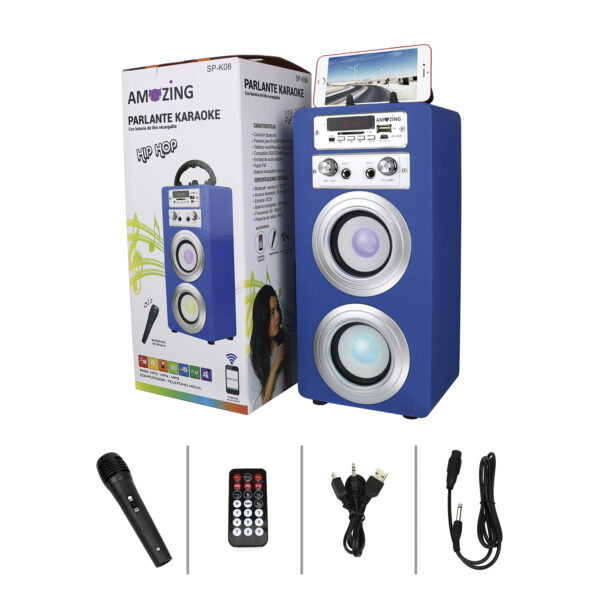 PARLANTE KARAOKE HIP-HOP / MIC SP-K08 AZUL - Imagen 3