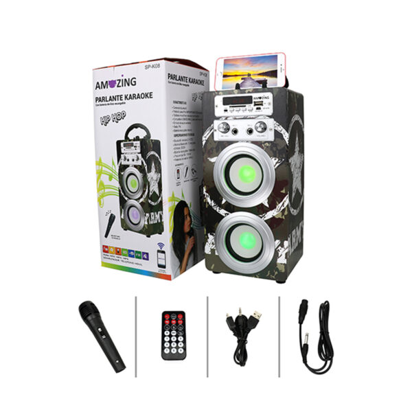 PARLANTE KARAOKE HIP-HOP / MIC SP-K08 ARMY - Imagen 4