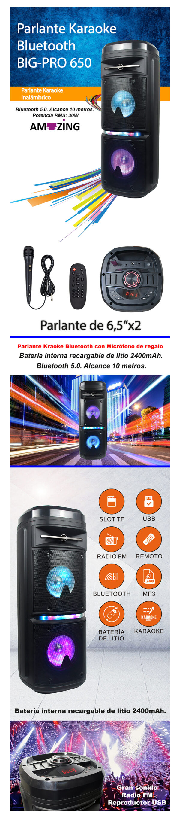 PARLANTE BLUETOOTH BIG PRO 650 - Imagen 5