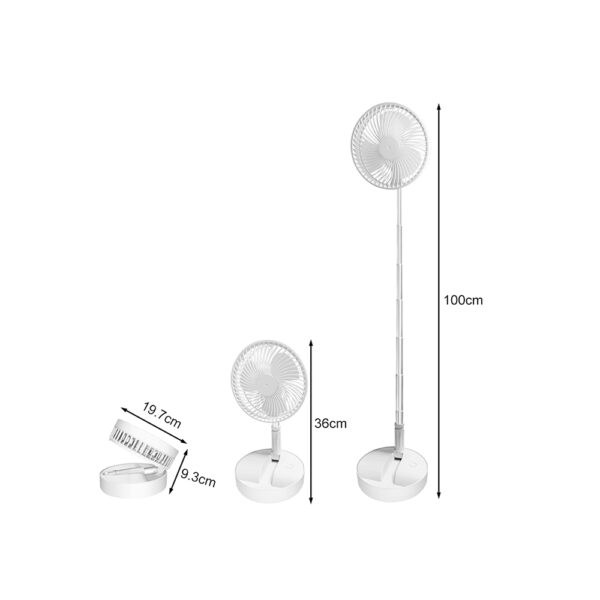 VENTILADOR PLEGABLE INALÁMBRICO RECARGABLE USB 8" BLANCO - Imagen 2