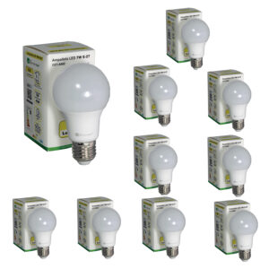 Ampolleta Led 7w. Cálida. E-27. Pack de 10uds.