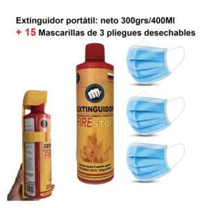 Extinguidor portátil + set mascarilla x 15 Unidades.