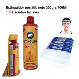Extinguidor portátil + Protector Facial Power Force x 5 Unidades.
