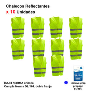 Chaleco reflectante x 10 unidades.
