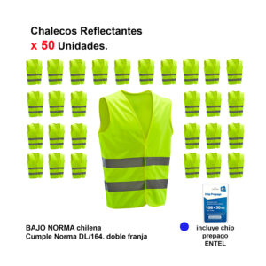 Chaleco reflectante x 50 unidades.