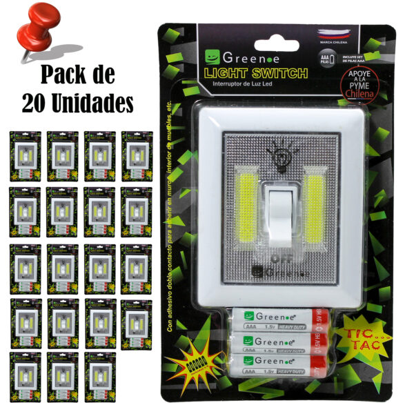 Luz led con interruptor Tic-Tac x 20 Unidades