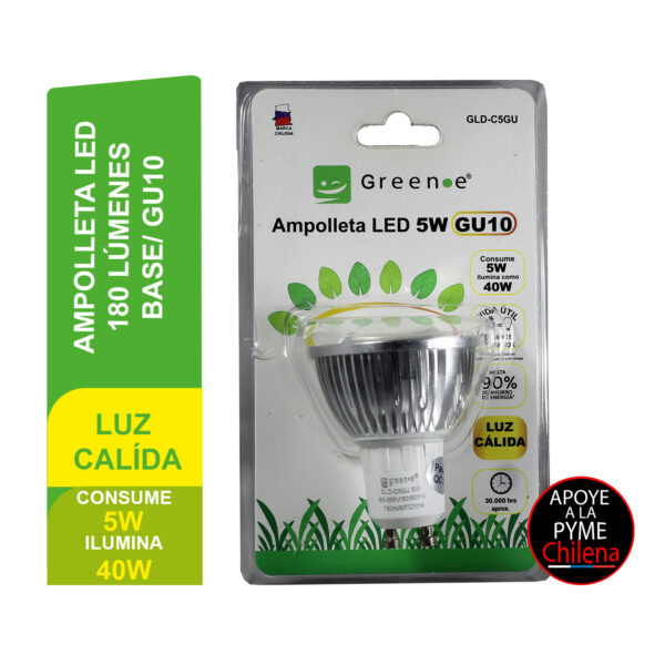 Ampolleta Led Cob de 5W GU10 Luz Cálida. - Imagen 2