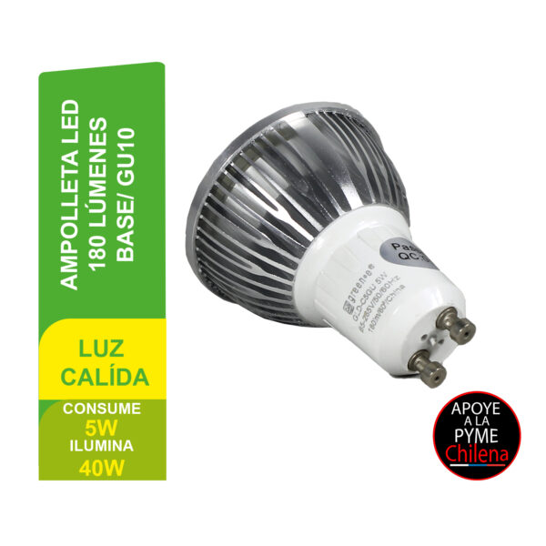 Ampolleta Led Cob de 5W GU10 Luz Cálida. - Imagen 3