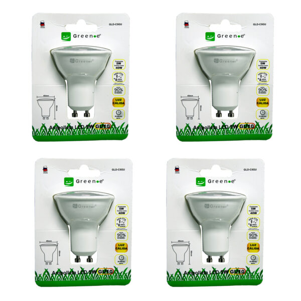 Pack de Ampolletas Led de 5W GU10 Luz Cálida