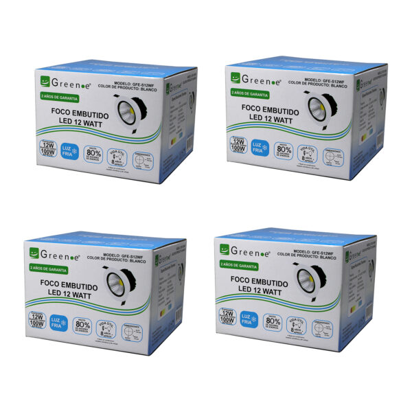 Foco Led de 12w Luz fria x 4 Unidades - Imagen 2