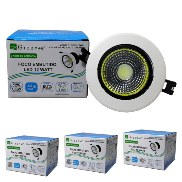 Foco Led de 12w Luz fria x 4 Unidades