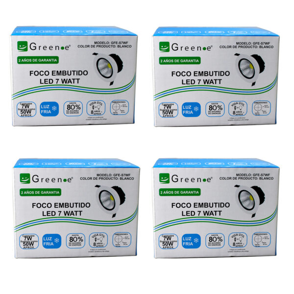 Foco led de 7w Luz fria Borde Blanco x 4 Unidades - Imagen 2