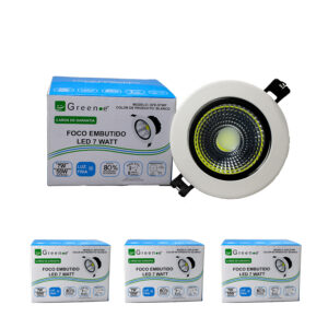 Foco led de 7w Luz fria Borde Blanco x 4 Unidades
