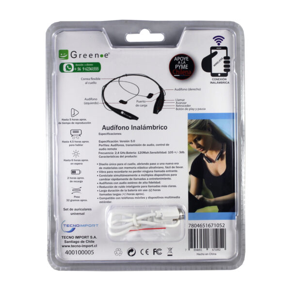AUDIFONO BLUETOOTH SPORT BLANCO - Imagen 6