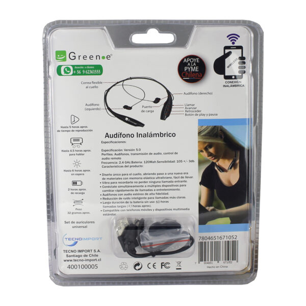 AUDIFONO BLUETOOTH SPORT NEGRO - Imagen 5