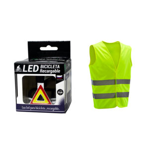 Luz LED recargable Bicicleta + Chaleco Reflectante