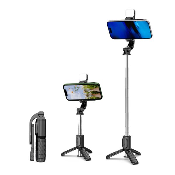 Bastón Selfie Trípode con luz LED control remoto Bluetooth Q11s - Imagen 3