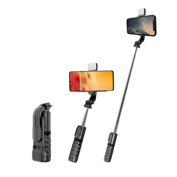 Bastón Selfie Trípode con luz LED control remoto Bluetooth Q11s - Imagen 8
