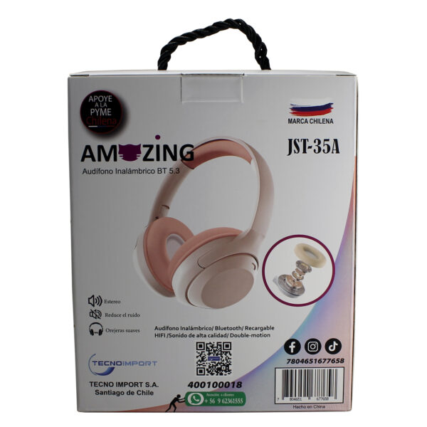 Audífono JST-35A Super Bass / Bluetooth 5.3 celeste - Imagen 6